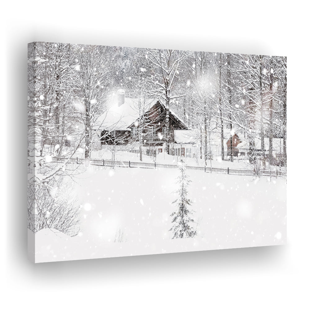 Winter Snowy Bavarian Alpine landscape with snow covered field, Cavas Print Wall Art Hom Decor