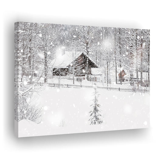 Winter Snowy Bavarian Alpine landscape with snow covered field, Cavas Print Wall Art Hom Decor