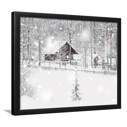 Winter Snowy Bavarian Alpine Landscape With Snow Covered Field, Framed Art Print, Picture Framed
