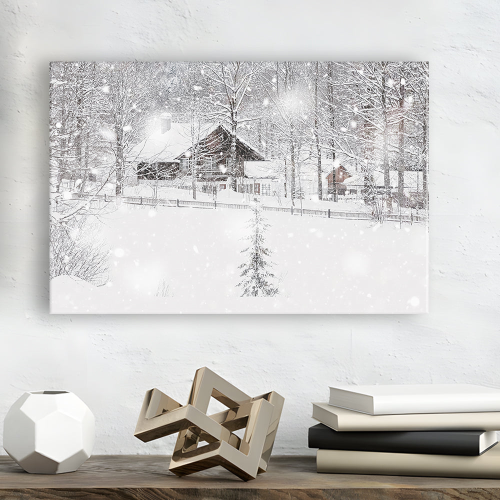 Winter Snowy Bavarian Alpine landscape with snow covered field, Cavas Print Wall Art Hom Decor