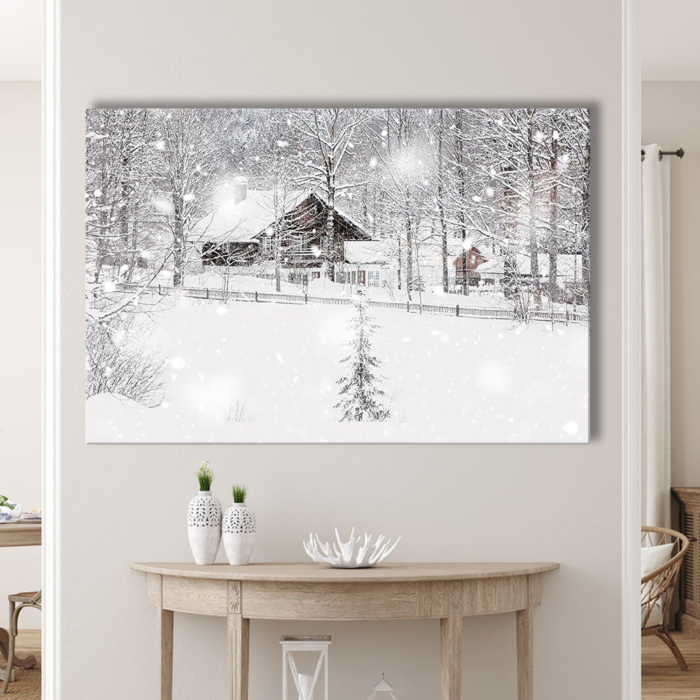 Winter Snowy Bavarian Alpine landscape with snow covered field, Cavas Print Wall Art Hom Decor