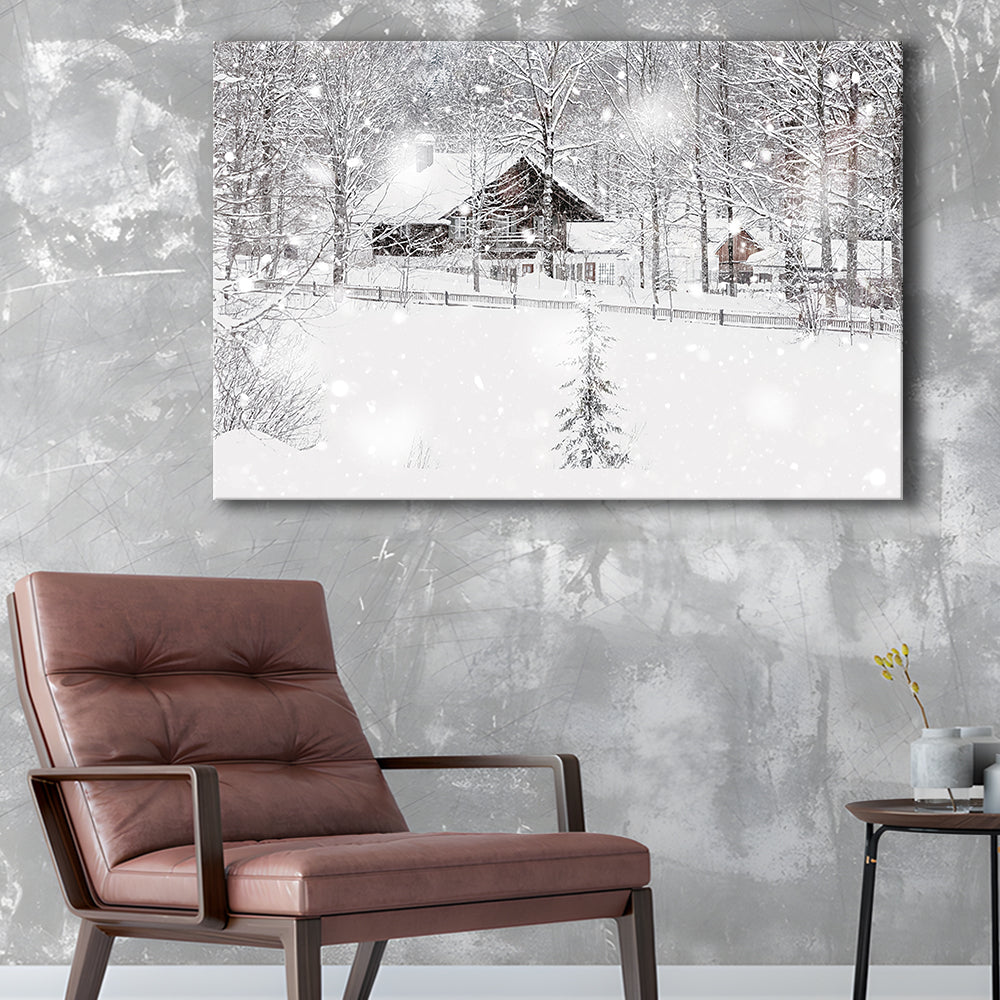 Winter Snowy Bavarian Alpine landscape with snow covered field, Cavas Print Wall Art Hom Decor