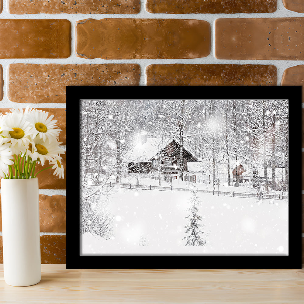 Winter Snowy Bavarian Alpine Landscape With Snow Covered Field, Framed Art Print, Picture Framed