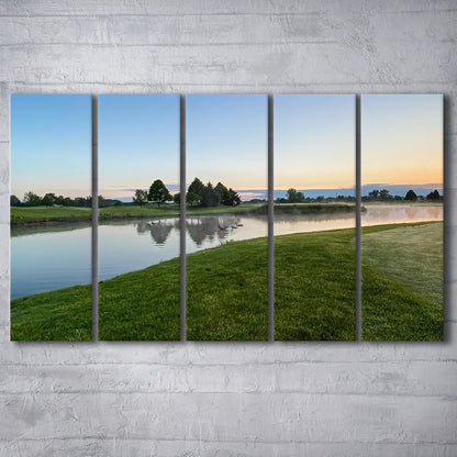 Wisconsin Golf Course In The Morning Sunlight, Golf Art Print, Extra Large Canvas Print Wall Art