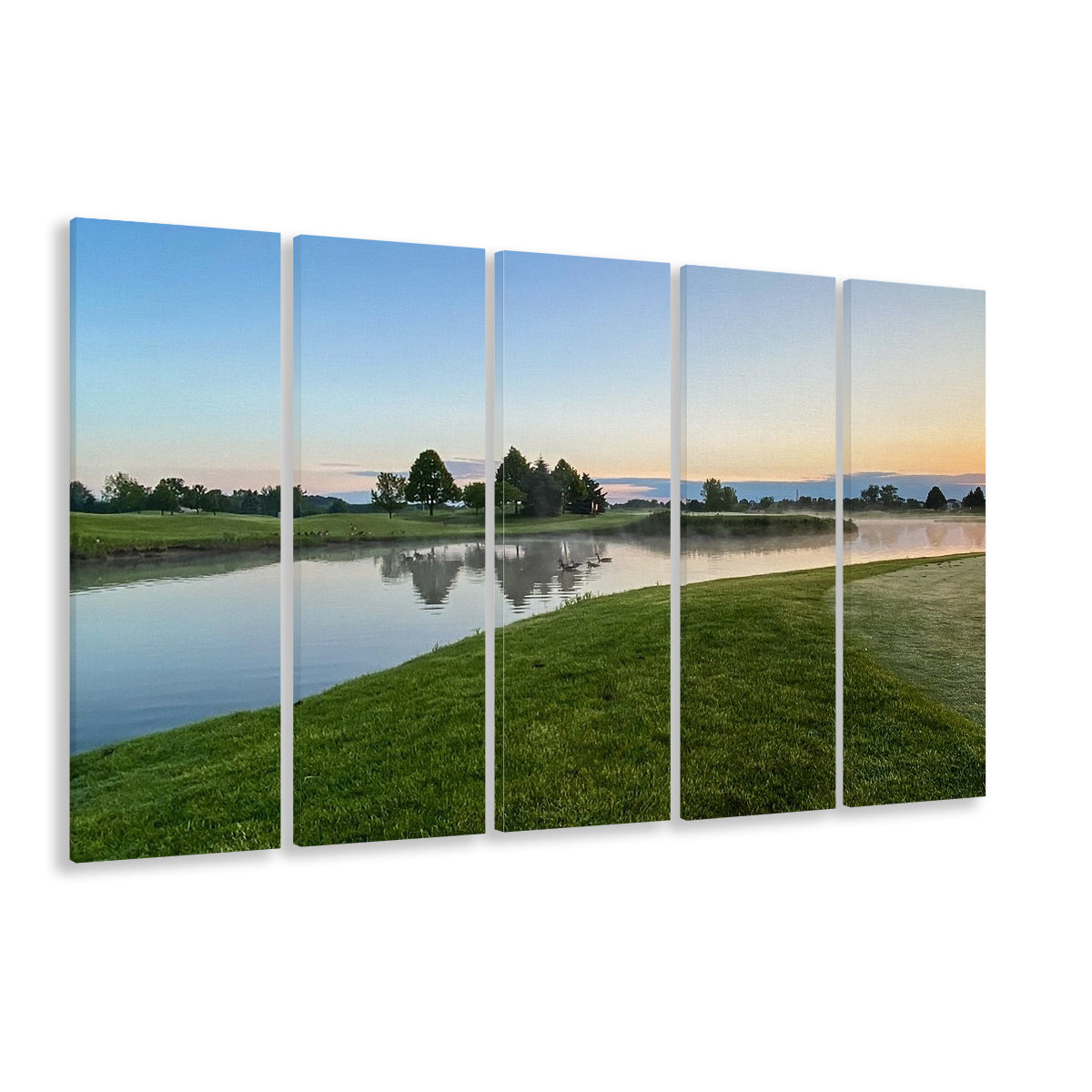 Wisconsin Golf Course In The Morning Sunlight, Golf Art Print, Extra Large Canvas Print Wall Art