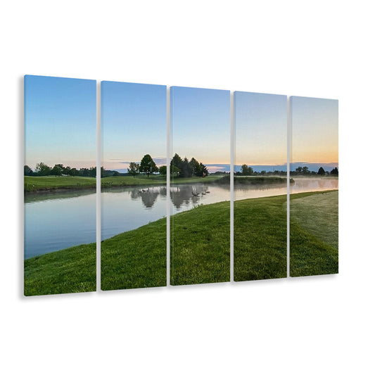 Wisconsin Golf Course In The Morning Sunlight, Golf Art Print, Extra Large Canvas Print Wall Art