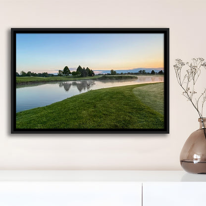Wisconsin Golf Course In The Morning Sunlight, Floating Framed Canvas Print Wall Art