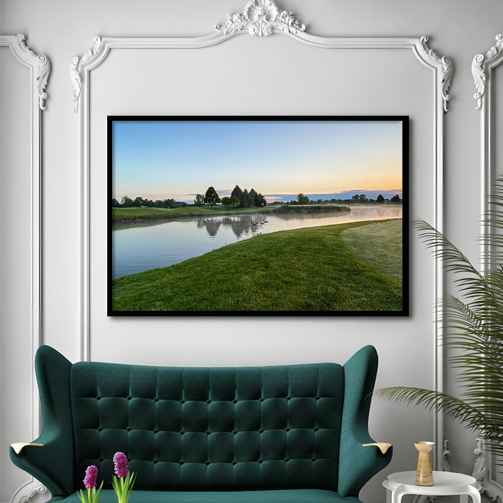 Wisconsin Golf Course In The Morning Sunlight, Framed Art Print Wall Decor, Picture Framed