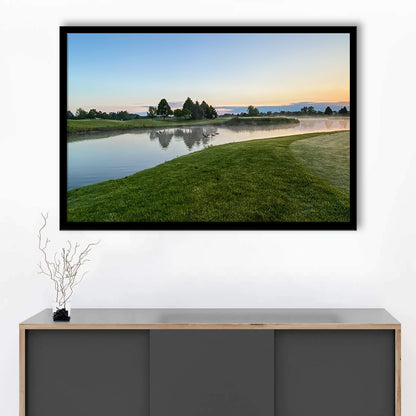 Wisconsin Golf Course In The Morning Sunlight, Framed Art Print Wall Decor, Picture Framed