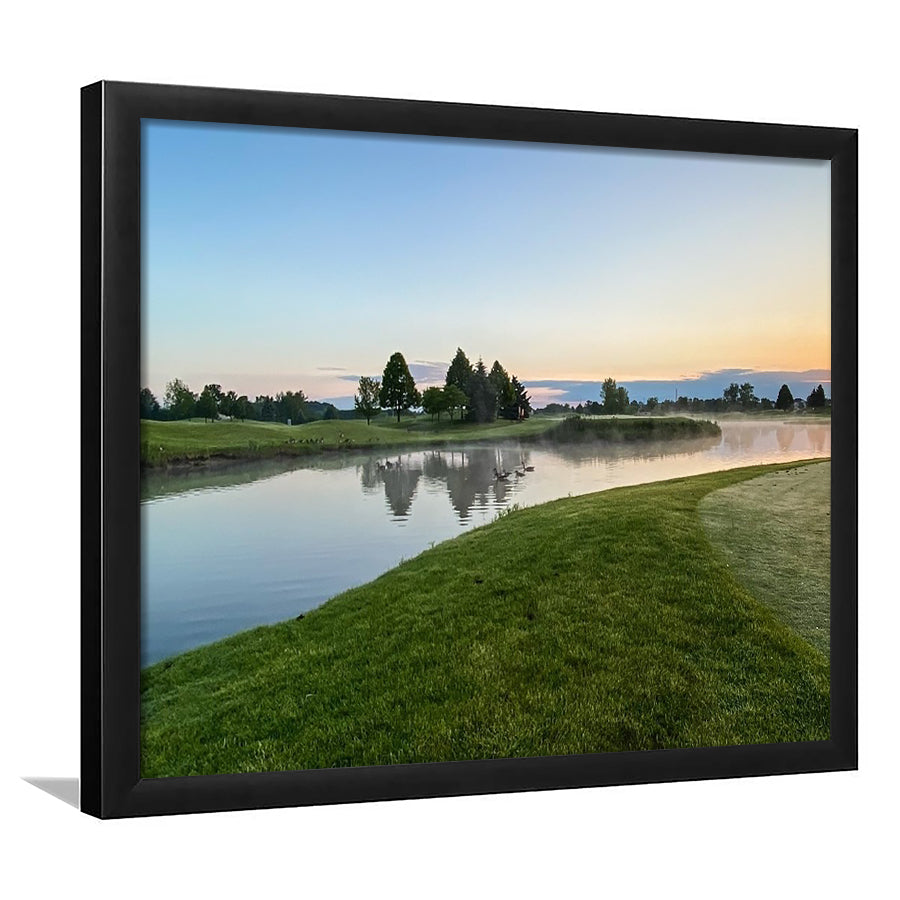 Wisconsin Golf Course In The Morning Sunlight, Framed Art Print Wall Decor, Picture Framed