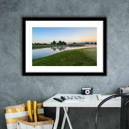 Wisconsin Golf Course In The Morning Sunlight, Goft Art Print, Framed Art Print White Border Wall Decor