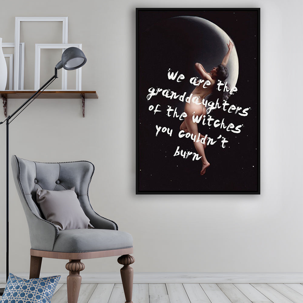 Witch Print, Feminist Art, Altered Art, Gift For Her, Quote Print, Feminist Gifts, Framed Canvas Prints Wall Art