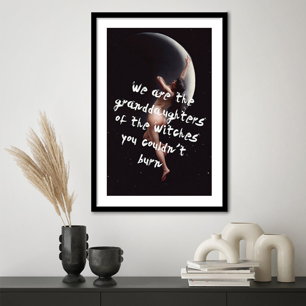 Witch Print, Feminist Art, Altered Art, Gift For Her, Quote Print, Feminist Gifts, Framed Art Prints White Border Wall Decor