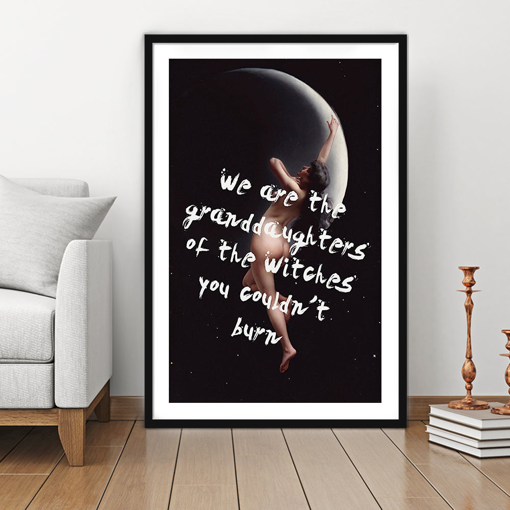 Witch Print, Feminist Art, Altered Art, Gift For Her, Quote Print, Feminist Gifts, Framed Art Prints White Border Wall Decor