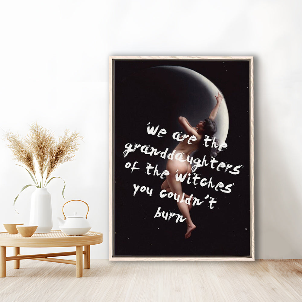 Witch Print, Feminist Art, Altered Art, Gift For Her, Quote Print, Feminist Gifts, Framed Canvas Prints Wall Art
