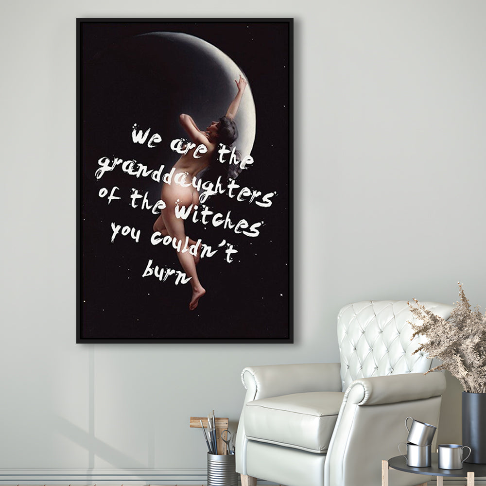 Witch Print, Feminist Art, Altered Art, Gift For Her, Quote Print, Feminist Gifts, Framed Canvas Prints Wall Art