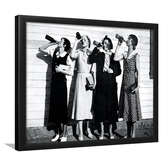 Women Drinking Print, Black and White, Vintage Bar Print, Speakeasy Brewery Decor, Framed Art Print Wall Decor