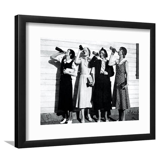 Women Drinking Print, Black and White, Vintage Bar Print, Speakeasy Brewery Decor, Framed Art Print White Border Wall Decor