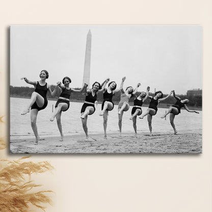 Women Having Fun Black and White Art Tidal Basin Washington DC, Canvas Print Wall Art Decor