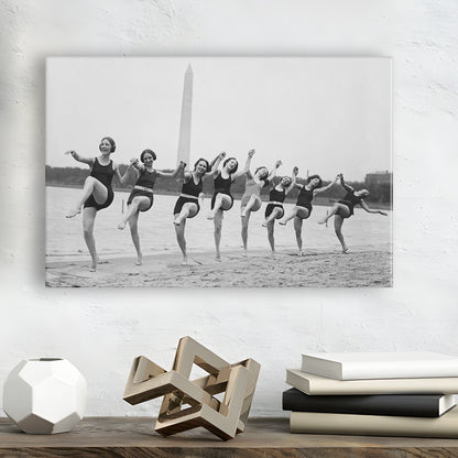 Women Having Fun Black and White Art Tidal Basin Washington DC, Canvas Print Wall Art Decor