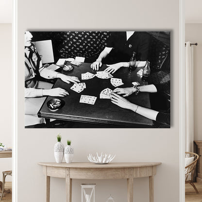 Women Playing Poker 1940s Bar Art Black and White Art Girls Night, Canvas Print Wall Art Decor