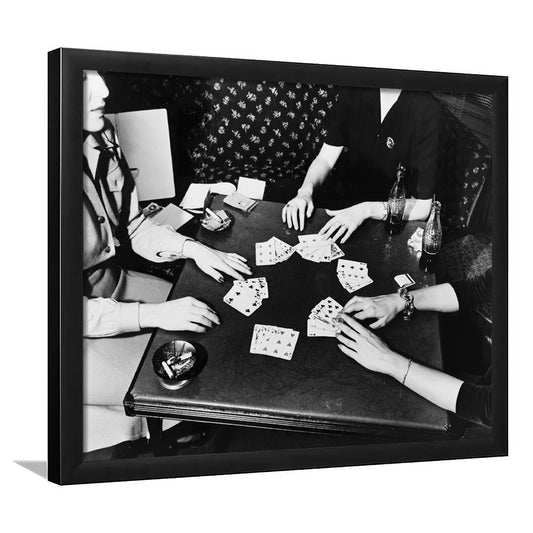 Women Playing Poker 1940s Bar Art Black and White Art Girls Night, Framed Art Print Wall Decor