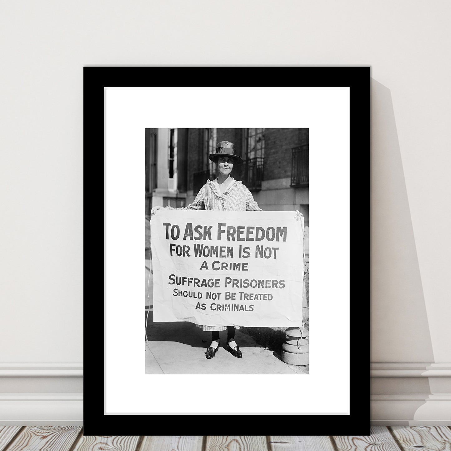 Women's Suffrage Movement Black and White Art Vintage Feminist Wall Art, Framed Art Print White Border Wall Decor