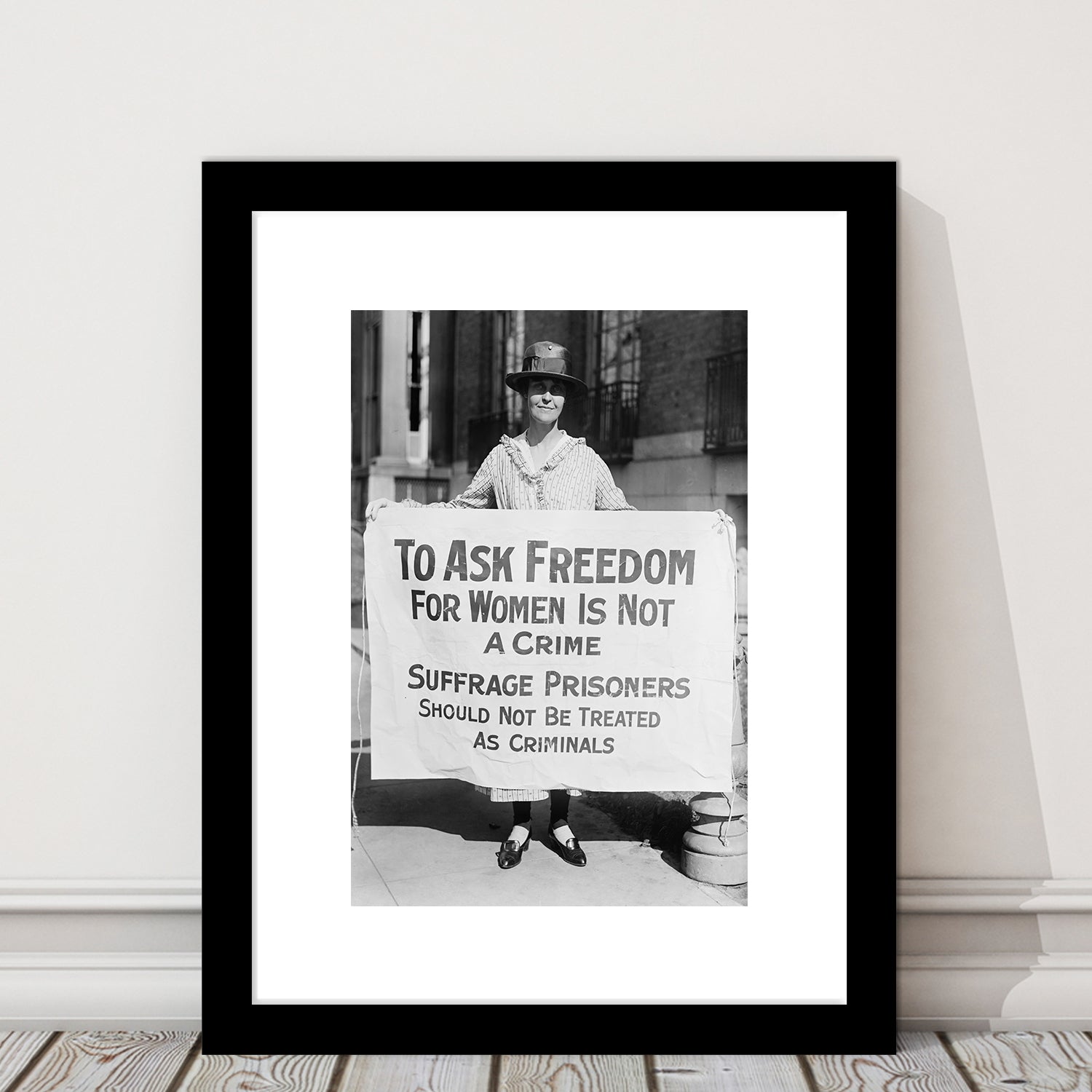 Women's Suffrage Movement Black and White Art Vintage Feminist Wall Art, Framed Art Print White Border Wall Decor