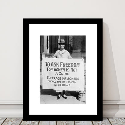 Women's Suffrage Movement Black and White Art Vintage Feminist Wall Art, Framed Art Print White Border Wall Decor