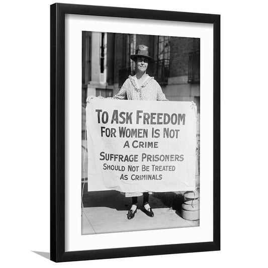 Women's Suffrage Movement Black and White Art Vintage Feminist Wall Art, Framed Art Print White Border Wall Decor