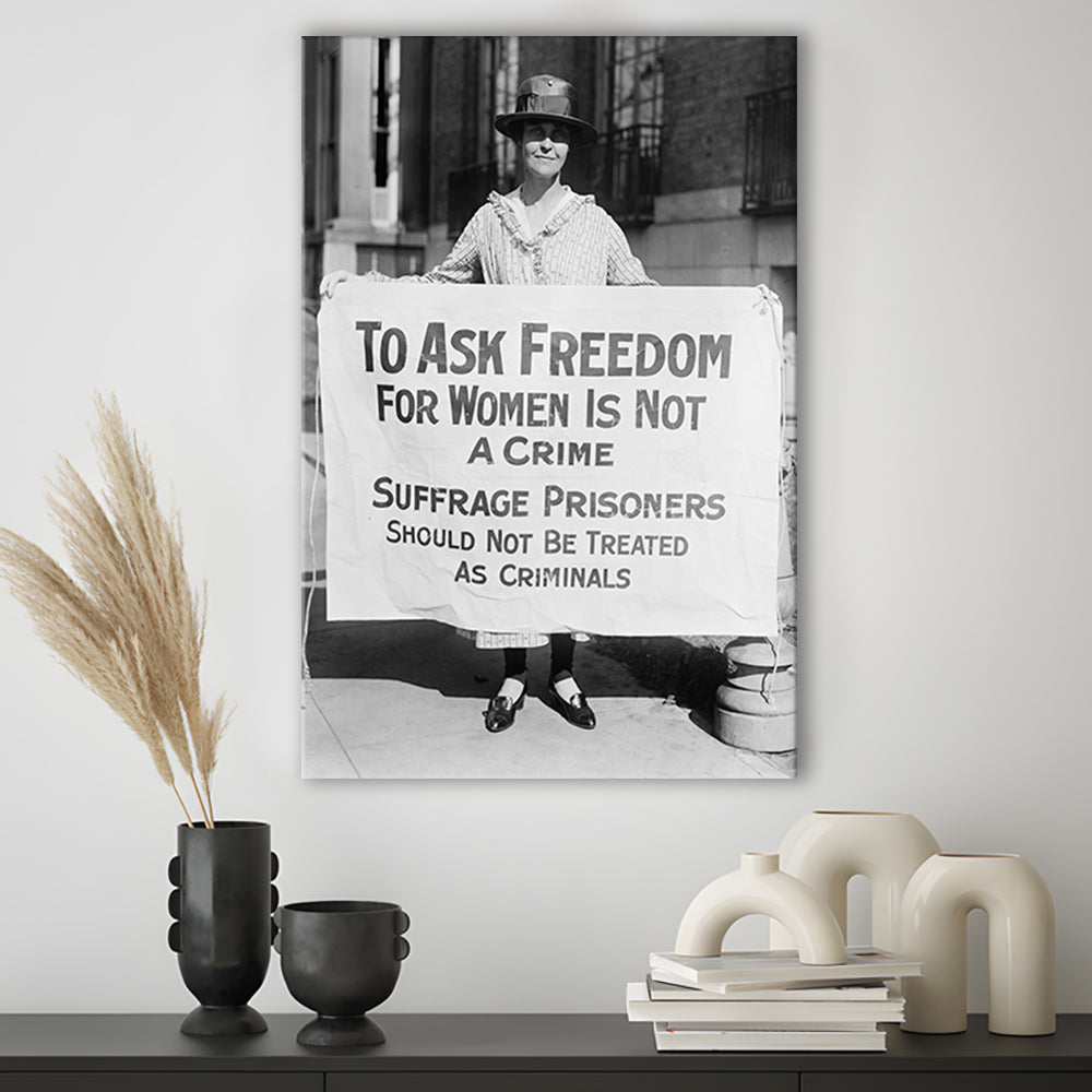 Women's Suffrage Movement Black and White Art Vintage Feminist Wall Art, Canvas Print Wall Art