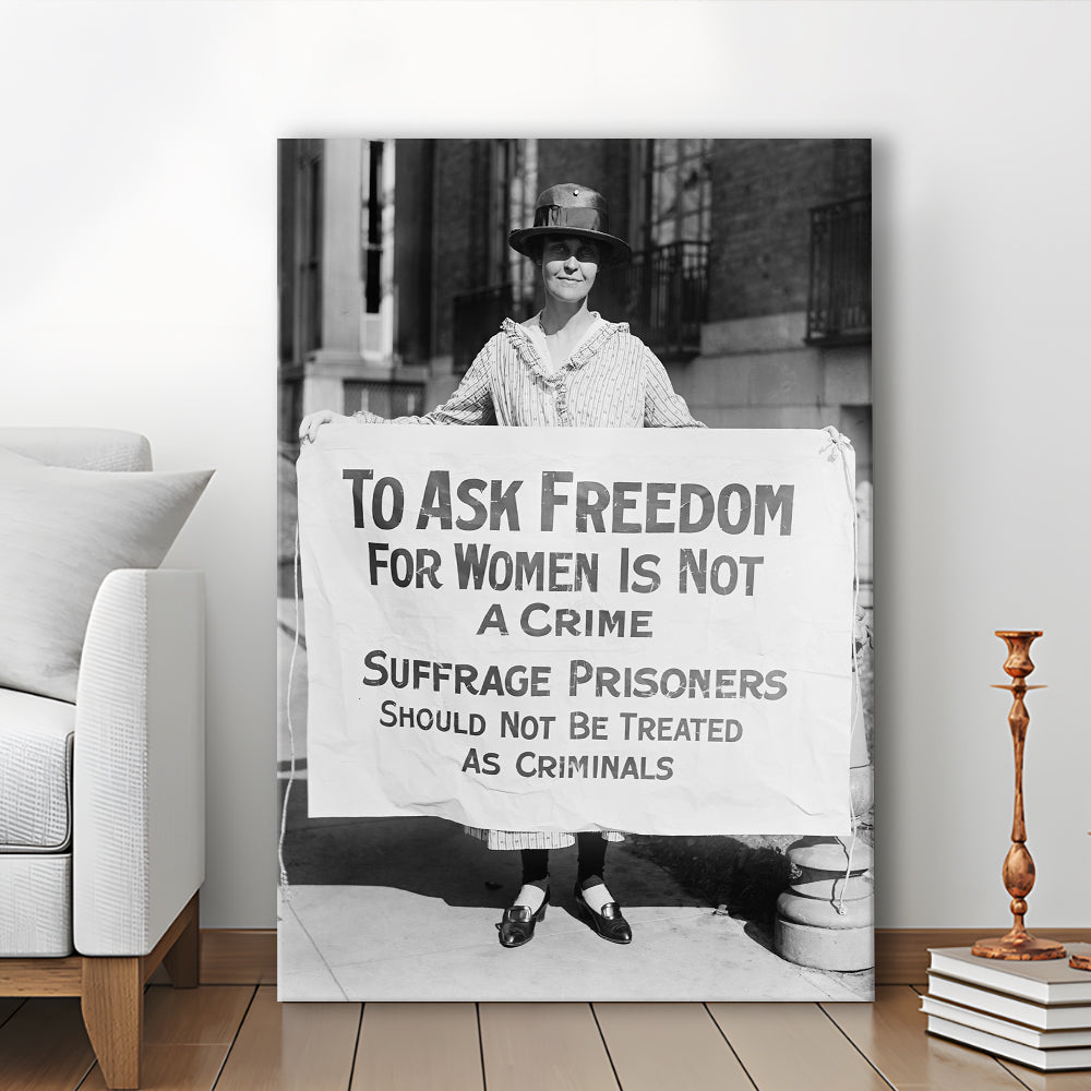 Women's Suffrage Movement Black and White Art Vintage Feminist Wall Art, Canvas Print Wall Art