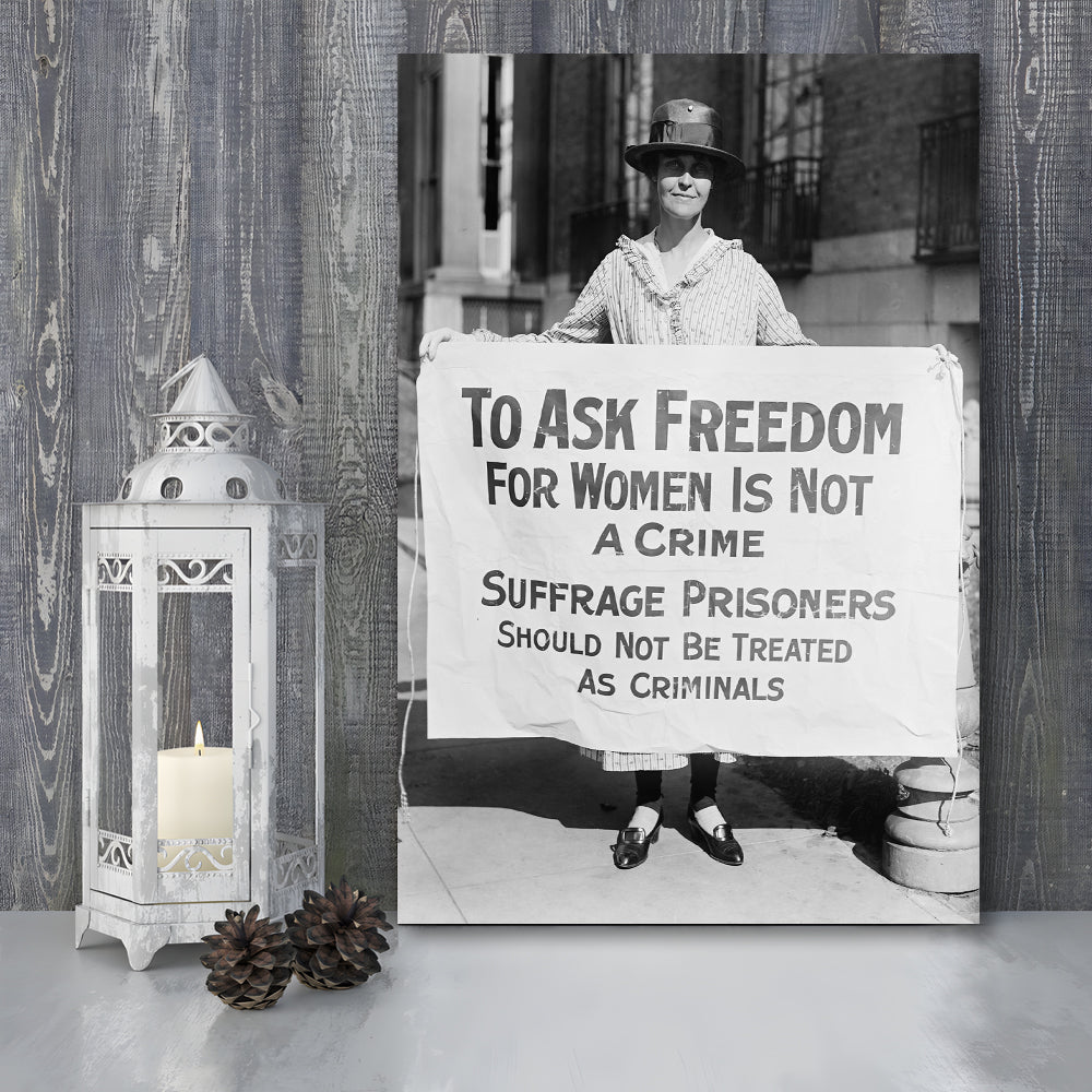 Women's Suffrage Movement Black and White Art Vintage Feminist Wall Art, Canvas Print Wall Art