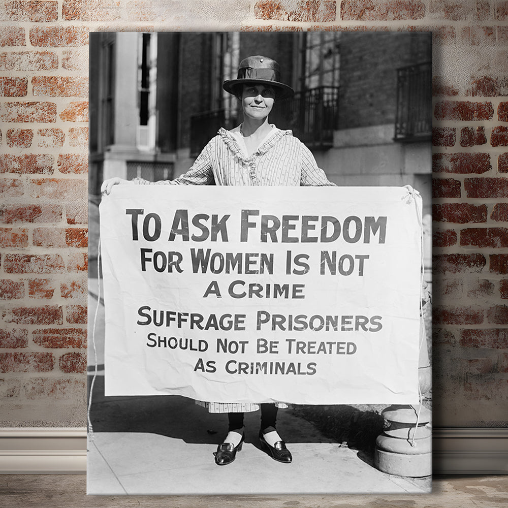 Women's Suffrage Movement Black and White Art Vintage Feminist Wall Art, Canvas Print Wall Art