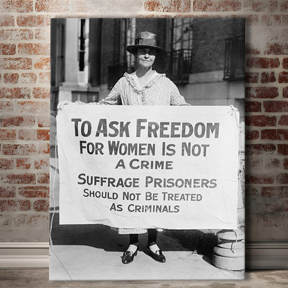 Women's Suffrage Movement Black and White Art Vintage Feminist Wall Art, Canvas Print Wall Art