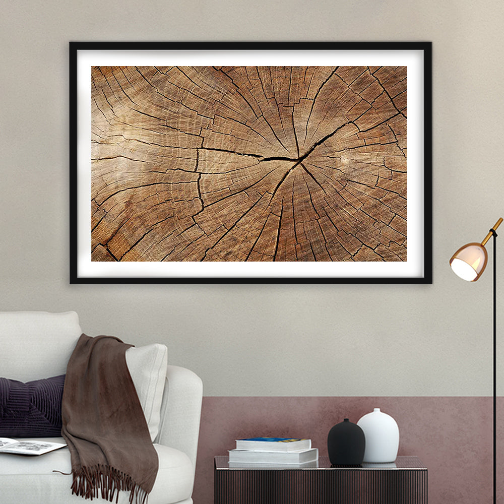 Wood Texture Wall Decor,Wood Crack Abstract Art Print, Luxury Extra Large Abstract Art, Framed Art Print White Border