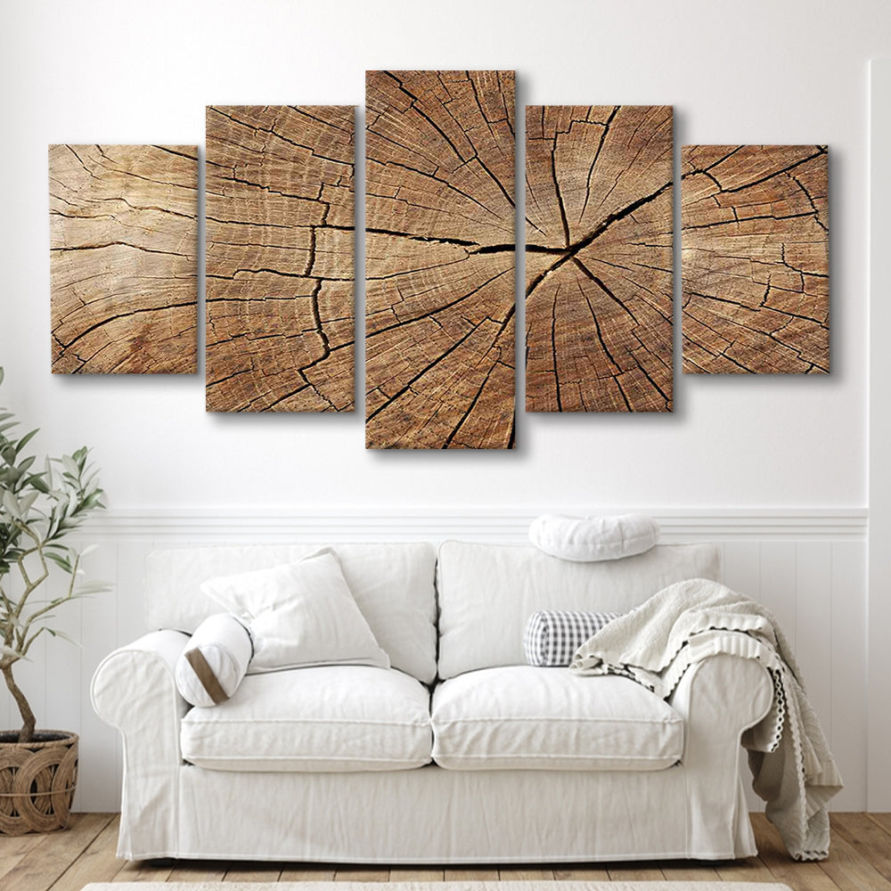 Wood Texture Wall Decor,Wood Crack Abstract Canvas Print, Extra Large Abstract Art, 5 Piece Large Cavas Print Wall Art