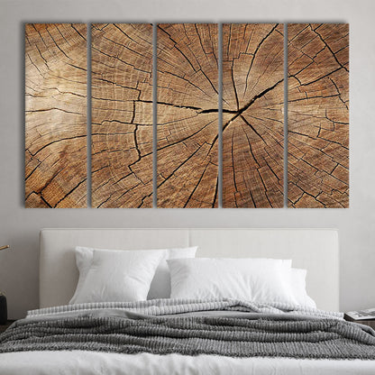 Wood Texture Wall Decor,Wood Crack Abstract Canvas Print, 5 Piece B Extra Large Cavas Print Wall Art Decor
