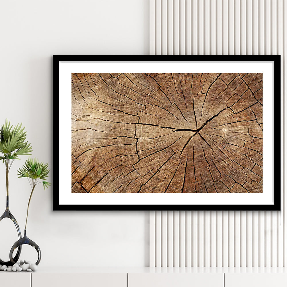 Wood Texture Wall Decor,Wood Crack Abstract Art Print, Luxury Extra Large Abstract Art, Framed Art Print White Border