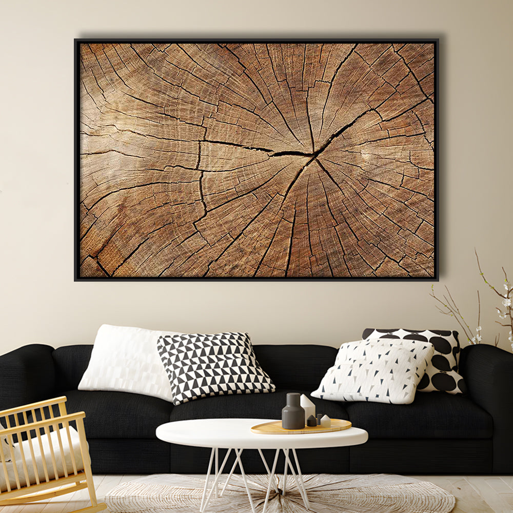 Wood Texture Wall Decor,Wood Crack Abstract Canvas Print, Luxury Abstract Art, Framed Cavas Print, Floating Frame