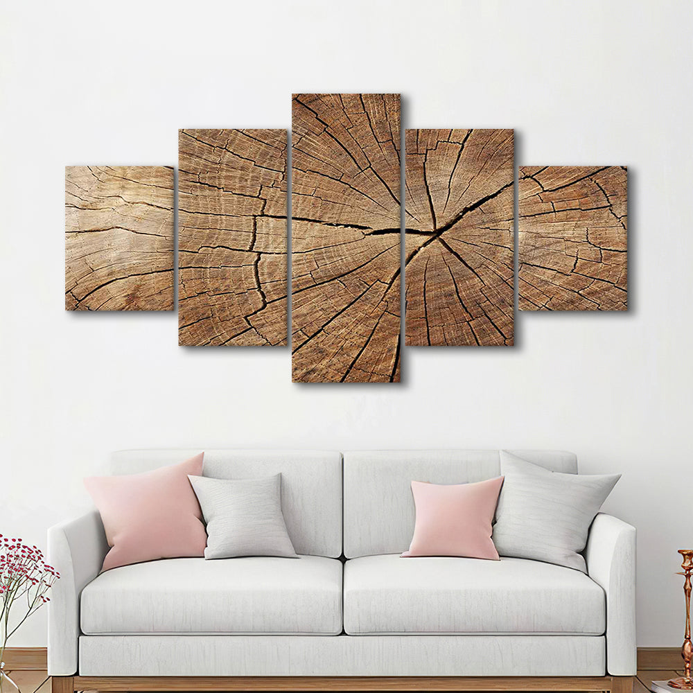 Wood Texture Wall Decor,Wood Crack Abstract Canvas Print, Extra Large Abstract Art, 5 Piece Large Cavas Print Wall Art