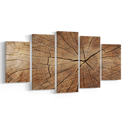 Wood Texture Wall Decor,Wood Crack Abstract Canvas Print, Extra Large Abstract Art, 5 Piece Large Cavas Print Wall Art