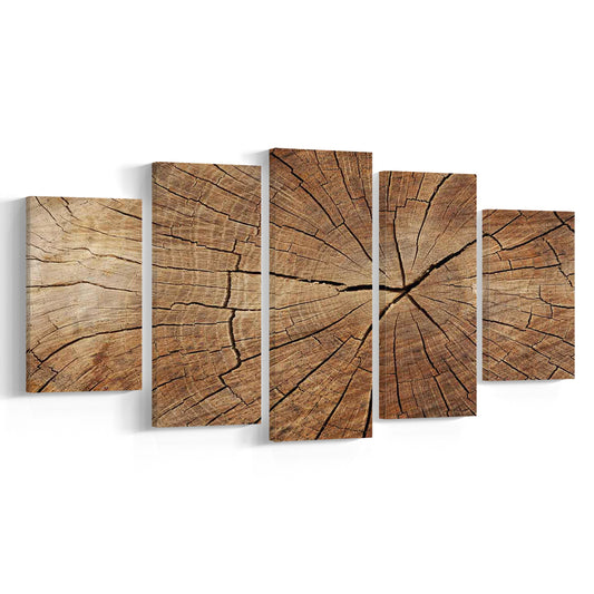 Wood Texture Wall Decor,Wood Crack Abstract Canvas Print, Extra Large Abstract Art, 5 Piece Large Cavas Print Wall Art