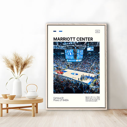 Marriott Center Print, BYU Cougars Stadium Canvas Art, Man Cave Gift, Floating Framed Canvas Print Wall Art