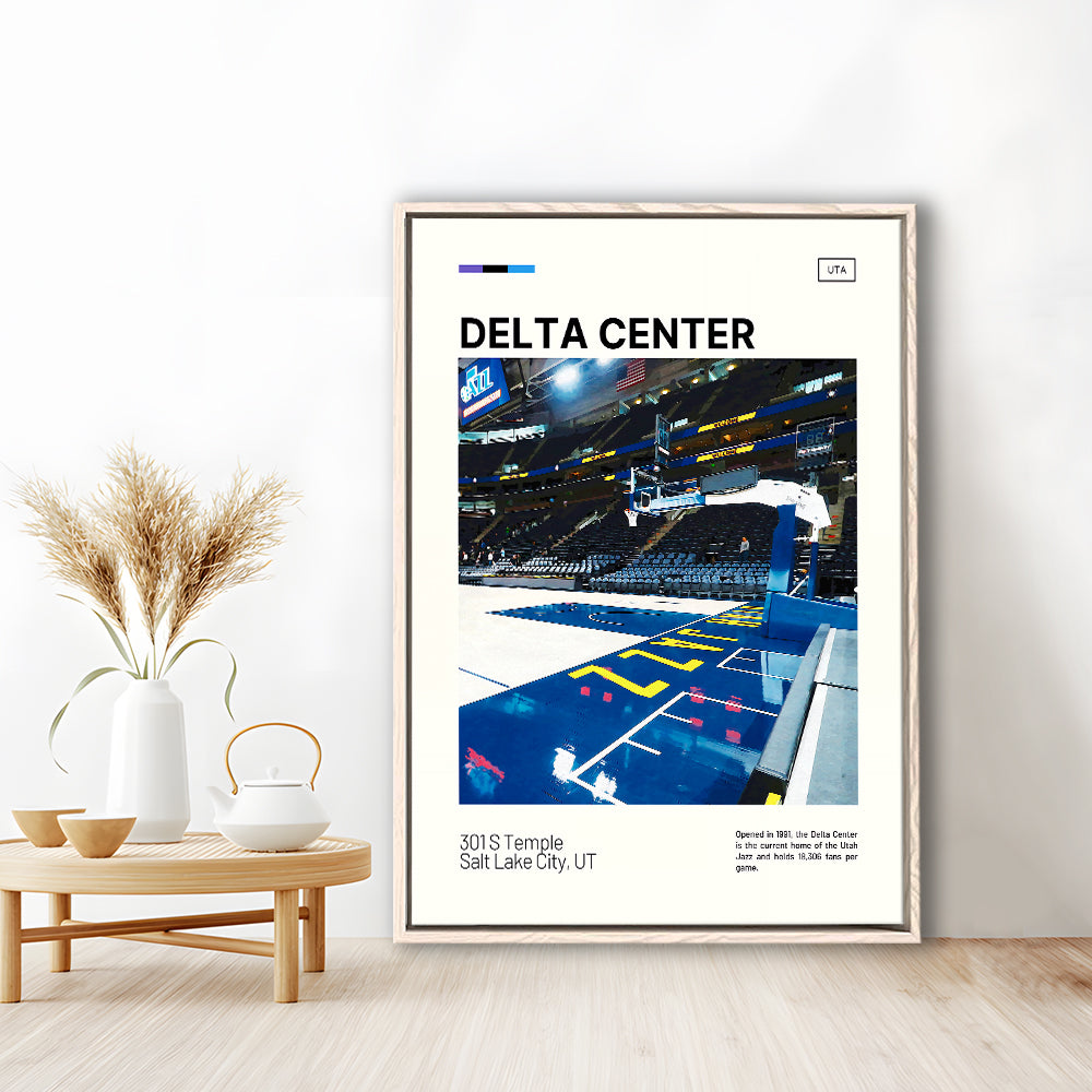 Delta Center Print, Utah Jazz Stadium Canvas Art, Man Cave Gift, Floating Framed Canvas Print Wall Art