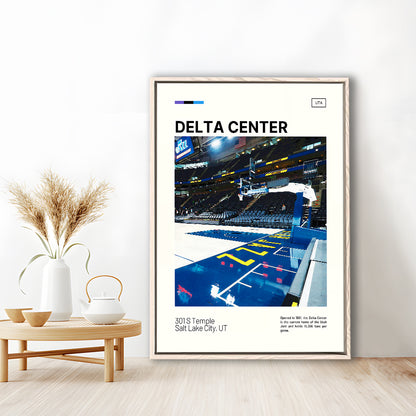 Delta Center Print, Utah Jazz Stadium Canvas Art, Man Cave Gift, Floating Framed Canvas Print Wall Art