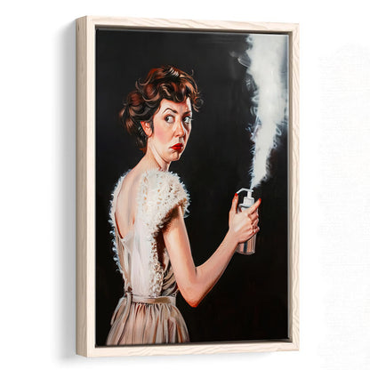 Stinky Bathroom Art Print Vintage Lady Funny Bathroom Decor , Framed Canvas Print Wall Art, Floating Frame