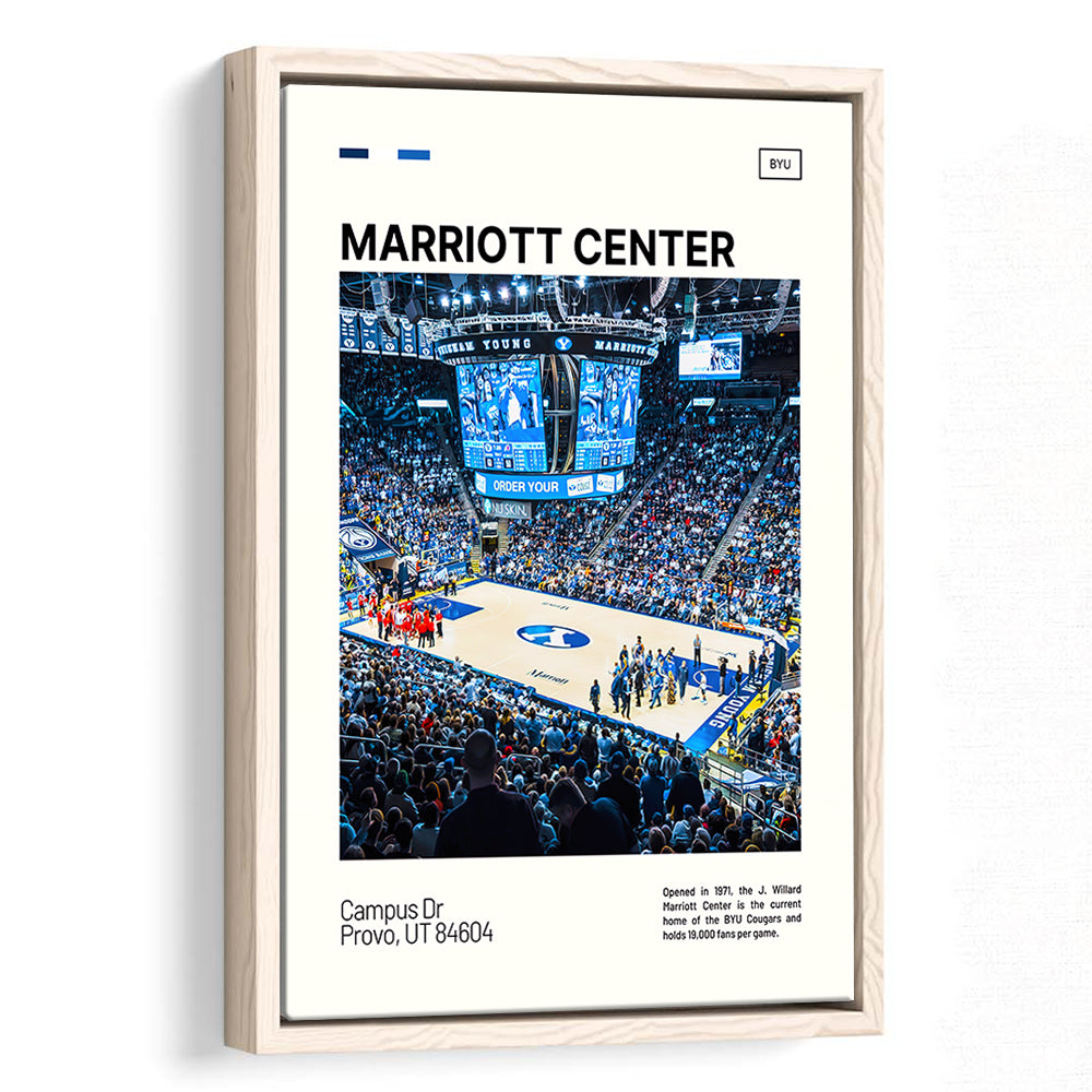 Marriott Center Print, BYU Cougars Stadium Canvas Art, Man Cave Gift, Floating Framed Canvas Print Wall Art