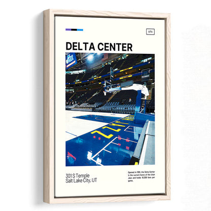 Delta Center Print, Utah Jazz Stadium Canvas Art, Man Cave Gift, Floating Framed Canvas Print Wall Art