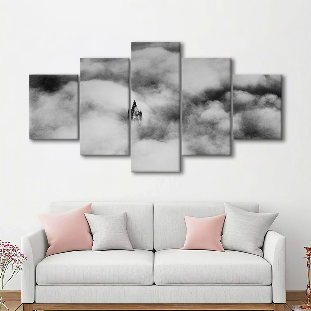 Woolworth Tower New York Black and White Art Vintage City Architecture Print, Mixed 5 Pieces Canvas Print
